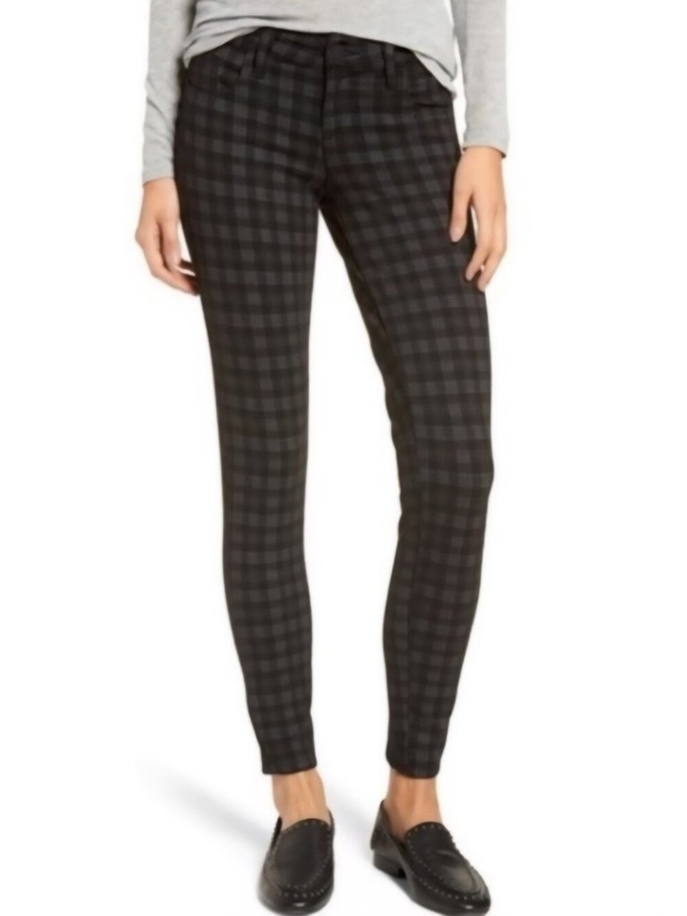 Kut from the Kloth Gingham Skinny Dress Pants Check Black Grey Size 8 Office